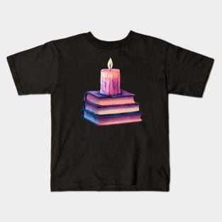 Whimsical pastel books and candle halloween. Pastelloween. Kids T-Shirt
